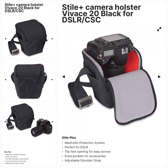 #12 The Manfrotto ITALIAN MB SV-HM-20DV Vivace 20 Holster Camera Bag Dove BNWT - Picture 5 of 15